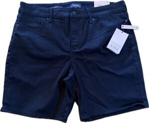 NYDJ Ella Bermuda Shorts Womens 16P Black Denim Mid Rise Lift Tuck Stretch
